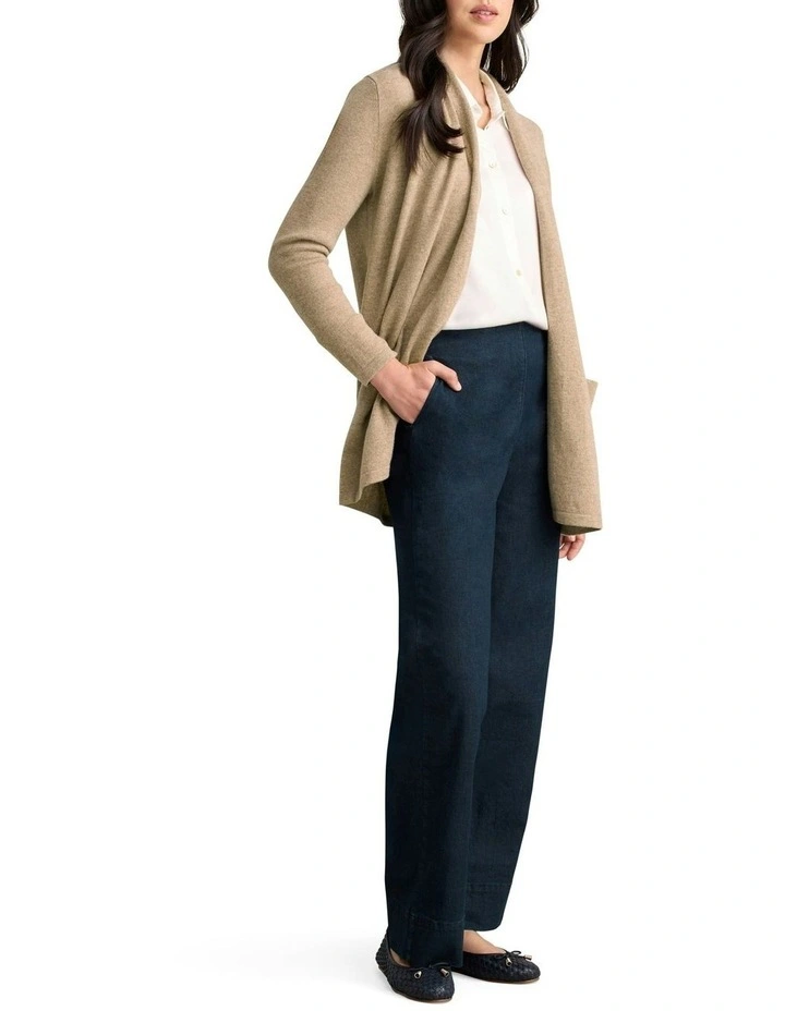Long Line Wool Cardigan in Taupe Marle image 3