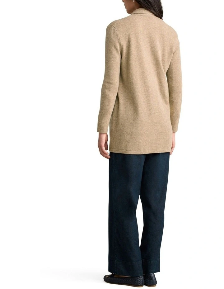 Long Line Wool Cardigan in Taupe Marle image 4