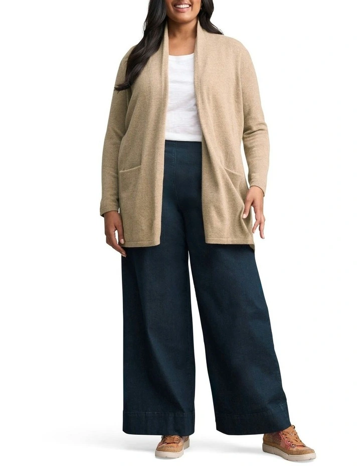 Long Line Wool Cardigan in Taupe Marle image 6