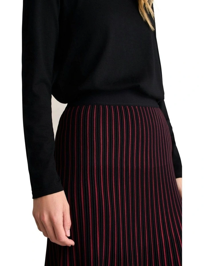 Striped Knit Skirt in Red image 3