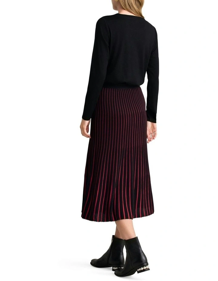 Striped Knit Skirt in Red image 4