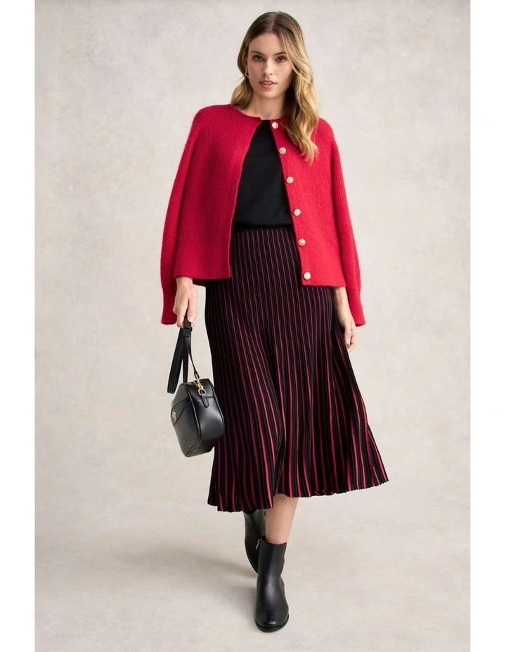 Striped Knit Skirt in Red image 5