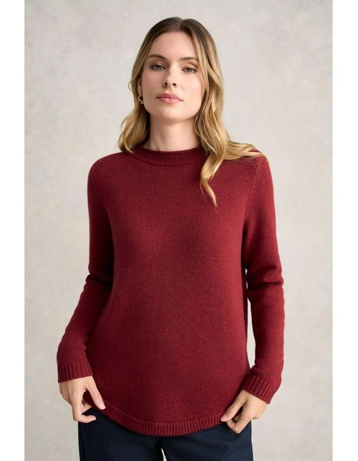 Merino Crew Neck Jumper in Scarlet Marle image 1