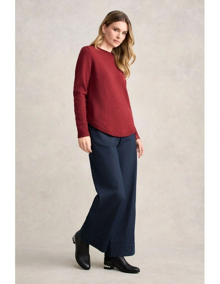 Merino Crew Neck Jumper in Scarlet Marle image 4