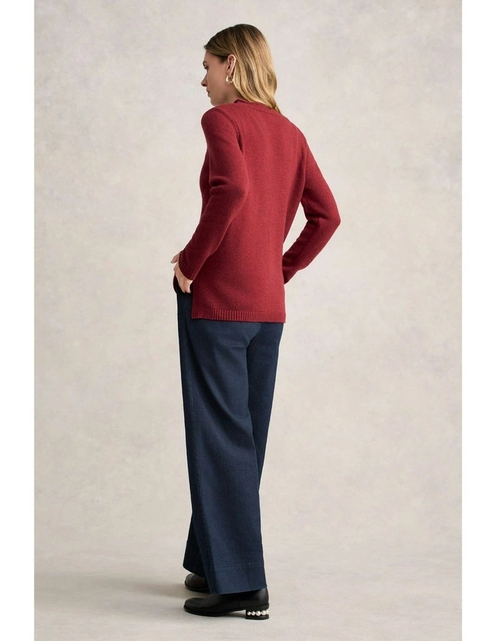 Merino Crew Neck Jumper in Scarlet Marle image 5