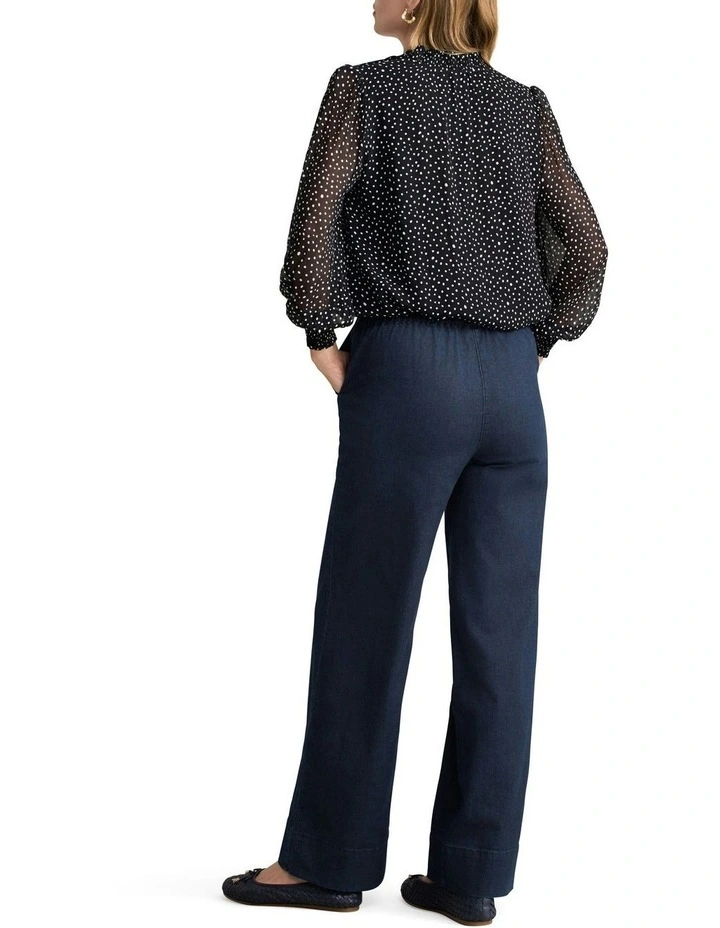 Shirred Georgette Blouse in Black image 4