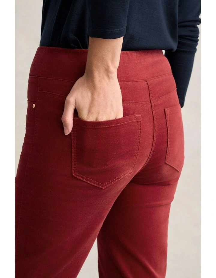 Bengajean Velvet Straight Leg Pant in Scarlet image 5