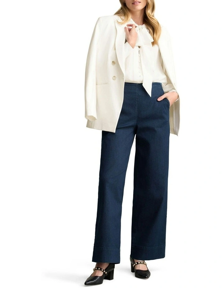 Silk Blend Shirt With Tie in Cream image 2