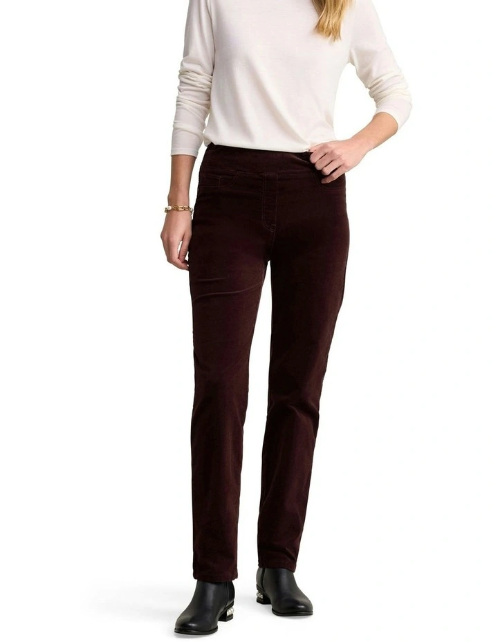 Bengajean Cord Straight Leg Pant in Burgundy image 1