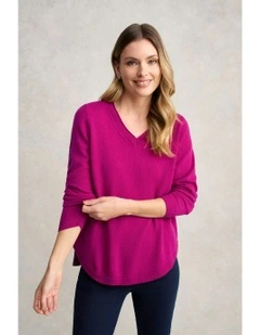 Merino V-Neck Jumper in Jewel