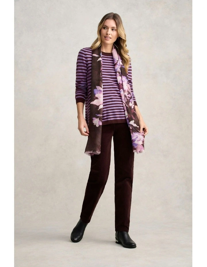 Cashmere Blend Crew Neck Jumper in Violet Stripe image 3