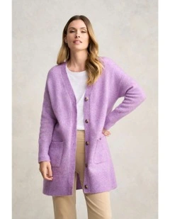 Button Through Mohair Cardigan in Violet