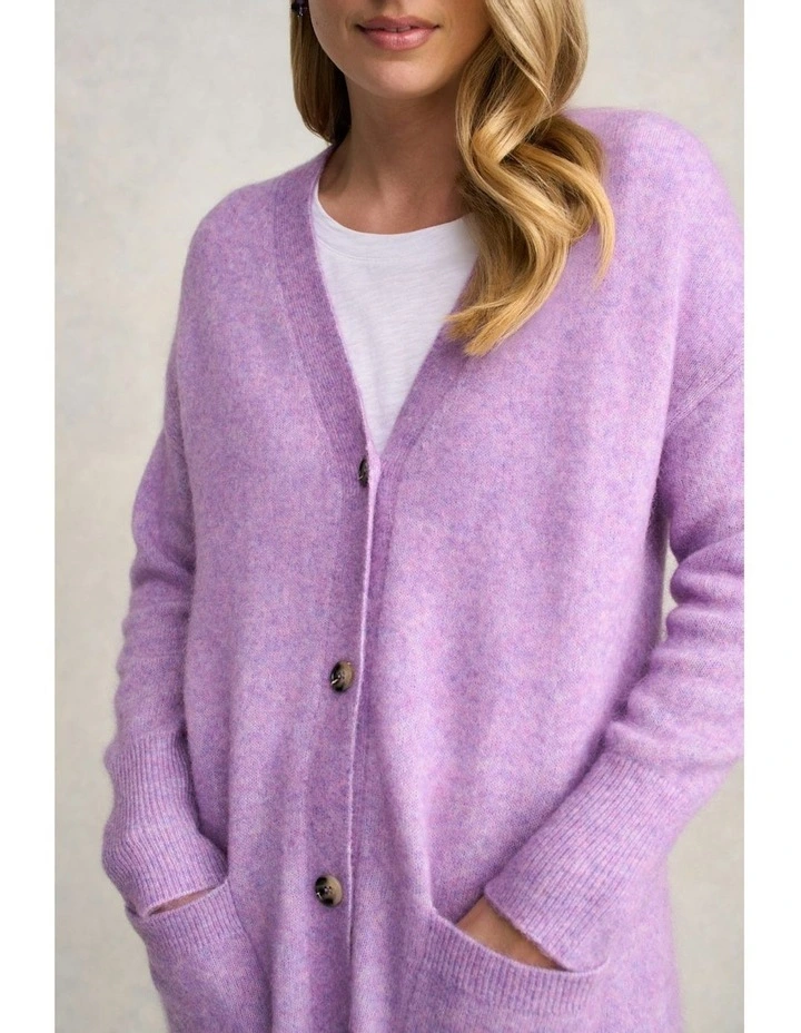 Button Through Mohair Cardigan in Violet image 4