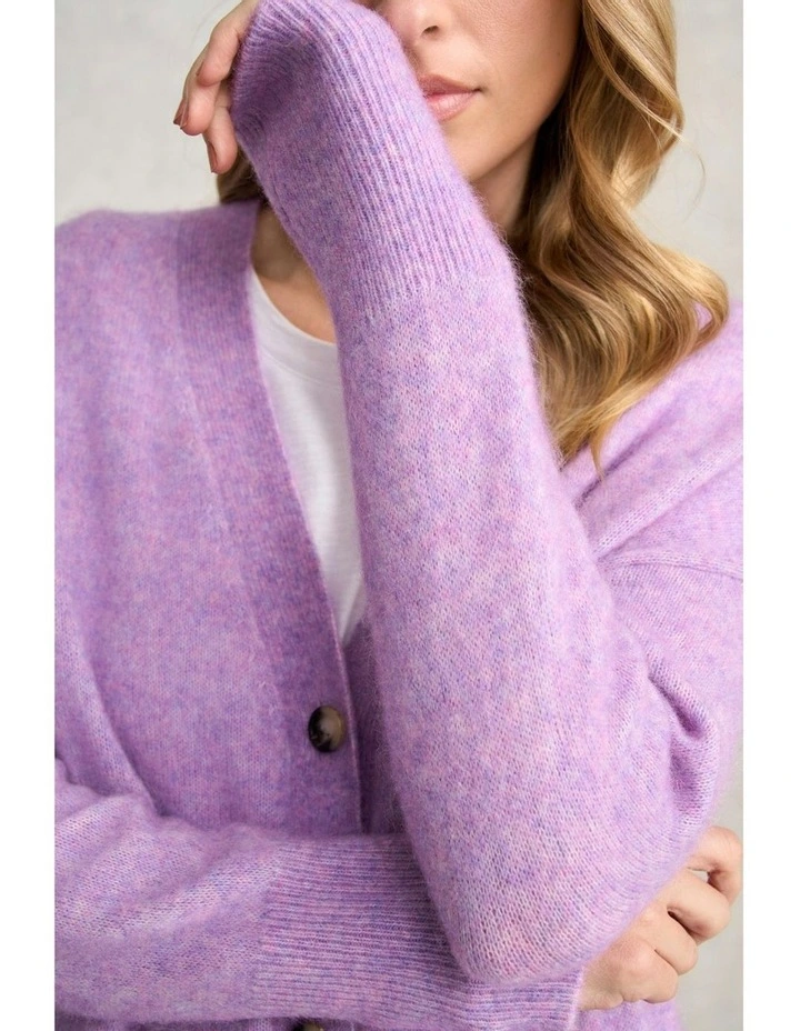 Button Through Mohair Cardigan in Violet image 5