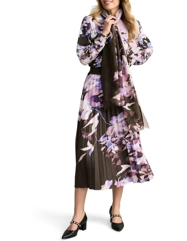 Frill Floral Print Collar Top in Multi image 3