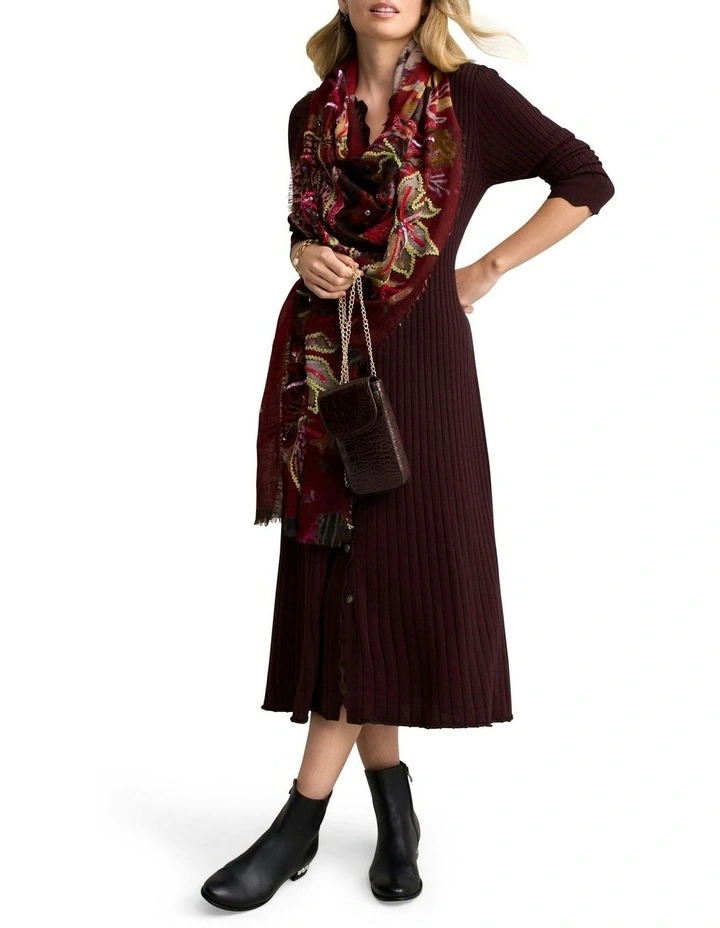 Ribbed Merino Dress in Burgundy image 3