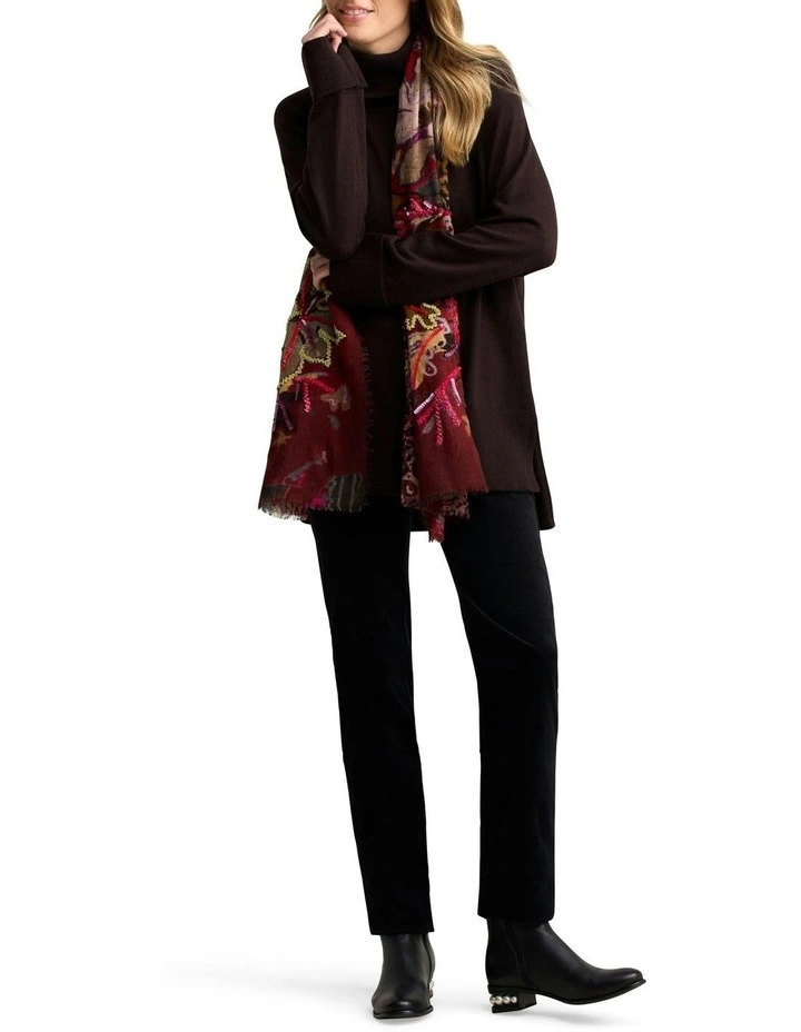 Side Split Merino Wool Jumper in Chocolate Chaud image 2