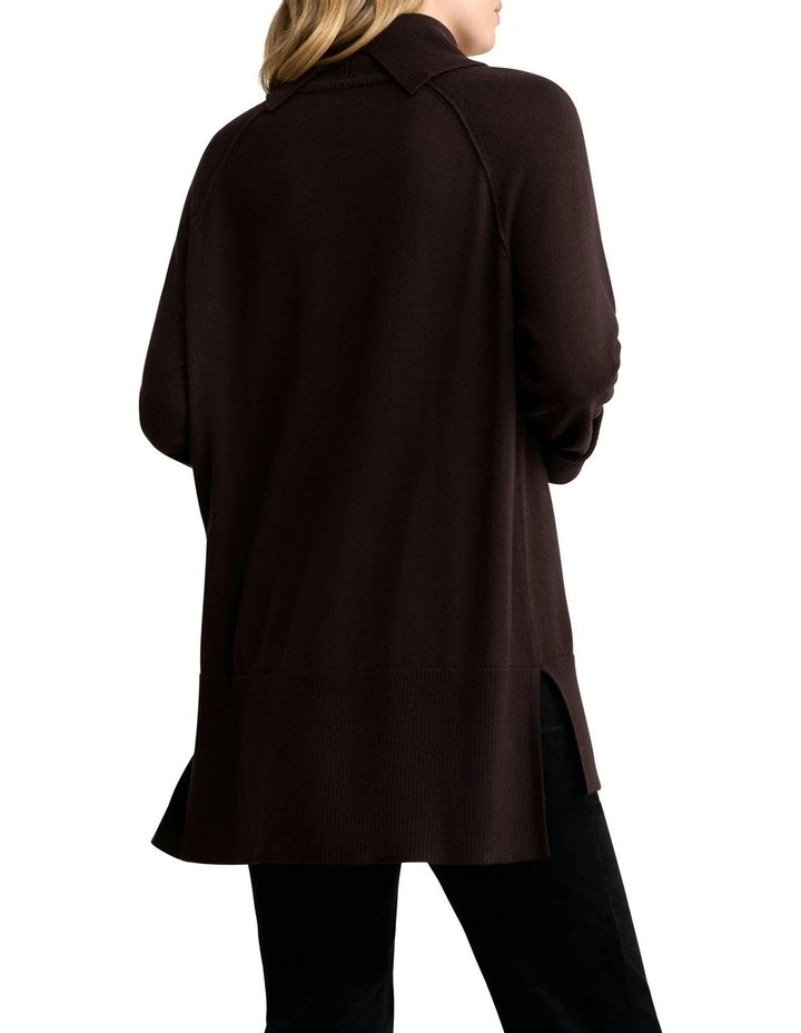 Side Split Merino Wool Jumper in Chocolate Chaud image 4