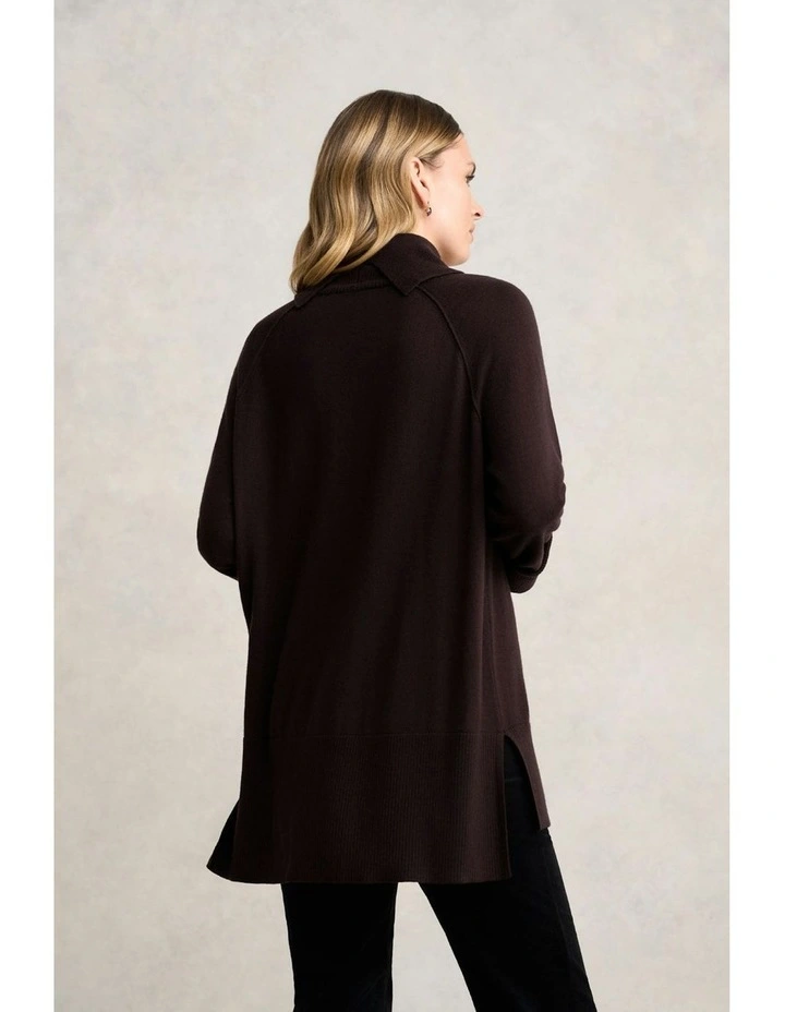 Side Split Merino Wool Jumper in Chocolate Chaud image 6