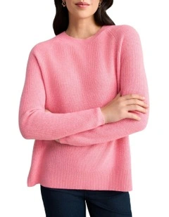 Wool Rib Knit in Pink White Marle