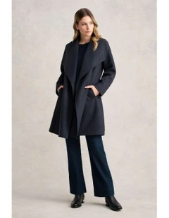 Wool Coatigan in Steel Grey