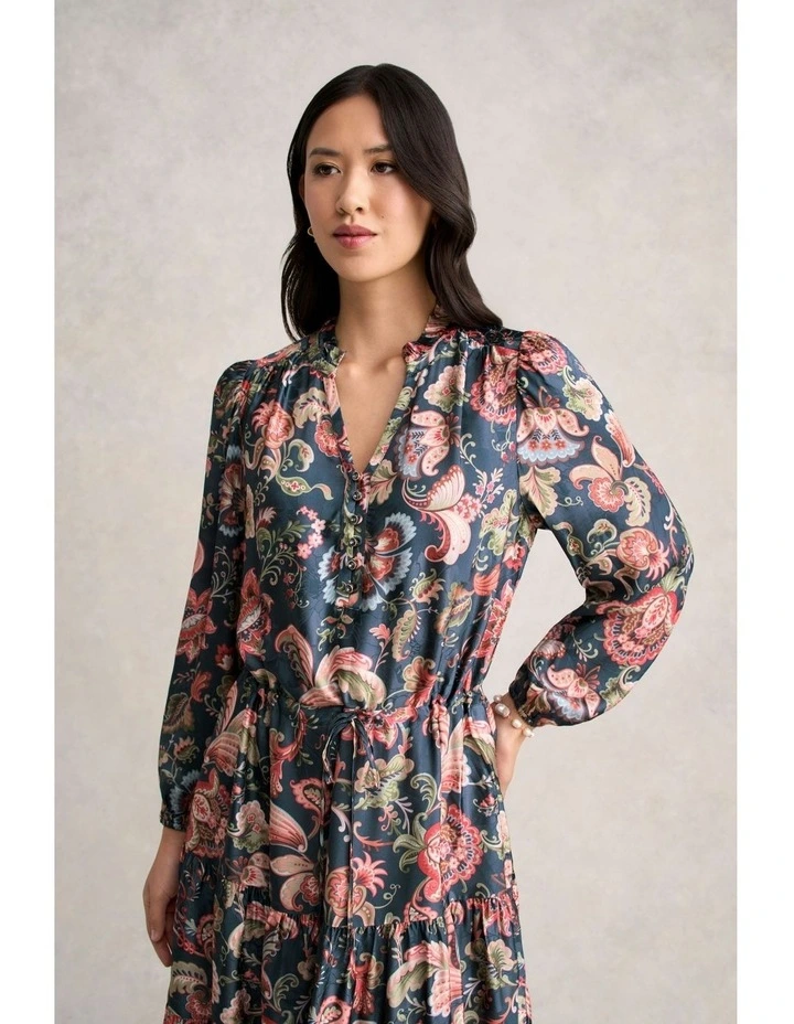 Printed Jacquard Dress in Tapestry Print image 3