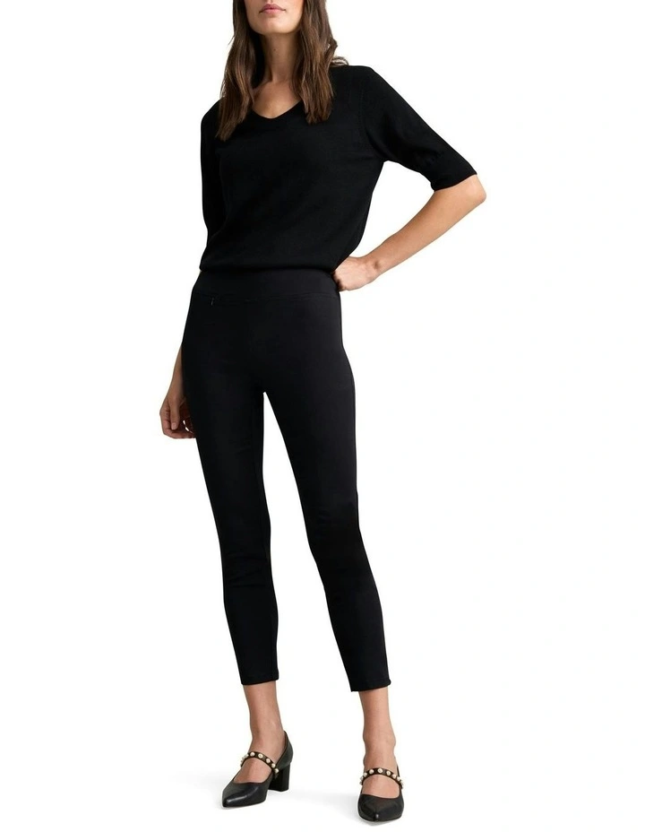 Zip Detail 7/8th Pant in Jet Black image 2