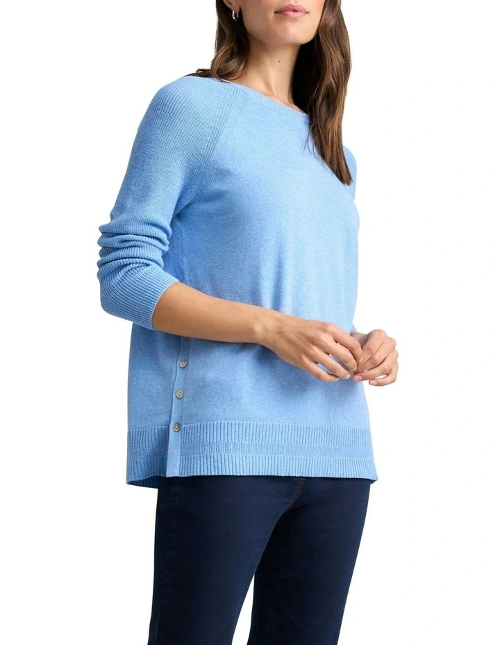 Buton Side Detail Jumper in Bluebell Marle image 1