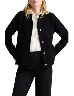 Tweed Knit Jacket in Black