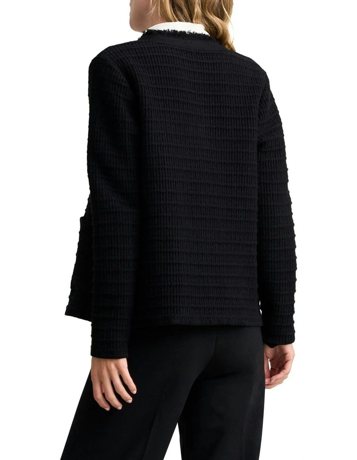 Tweed Knit Jacket in Black image 3