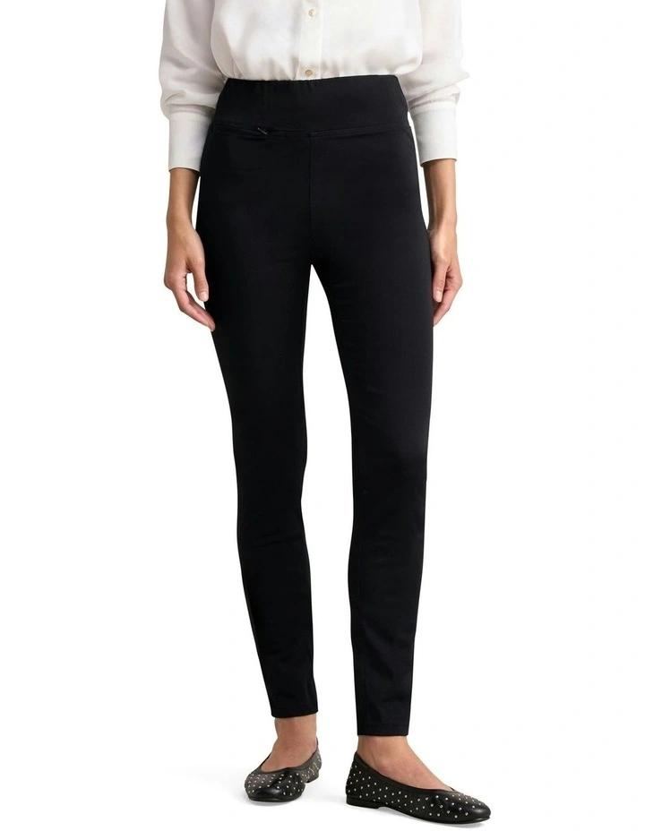 Zip Detail Slim Leg Pant in Jet Black image 1