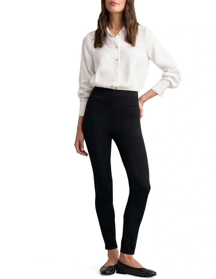 Zip Detail Slim Leg Pant in Jet Black image 2