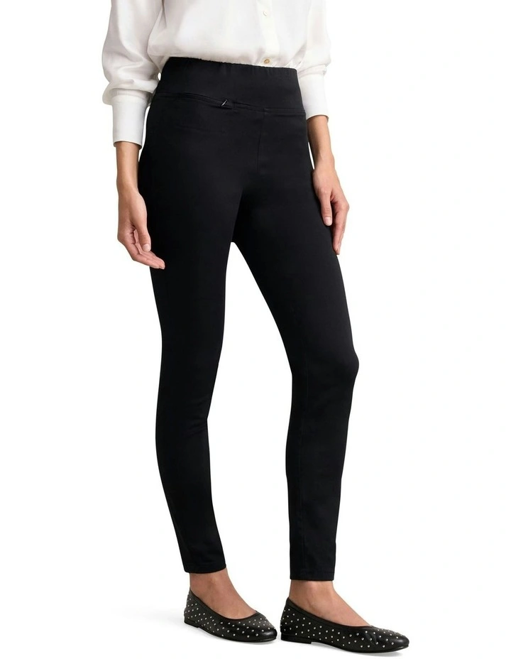 Zip Detail Slim Leg Pant in Jet Black image 3