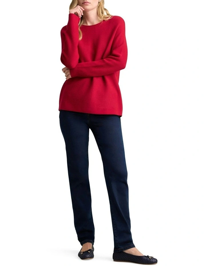 Purl Cotton Jumper in Rouge image 1