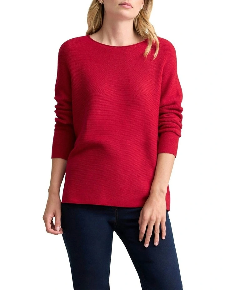 Purl Cotton Jumper in Rouge image 3