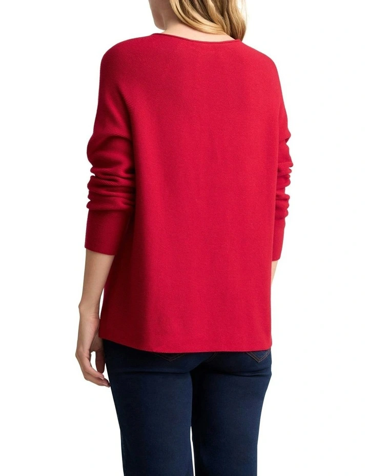 Purl Cotton Jumper in Rouge image 4