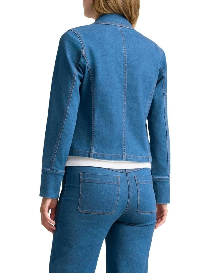 Cropped Denim Jacket in Dark Denim image 2