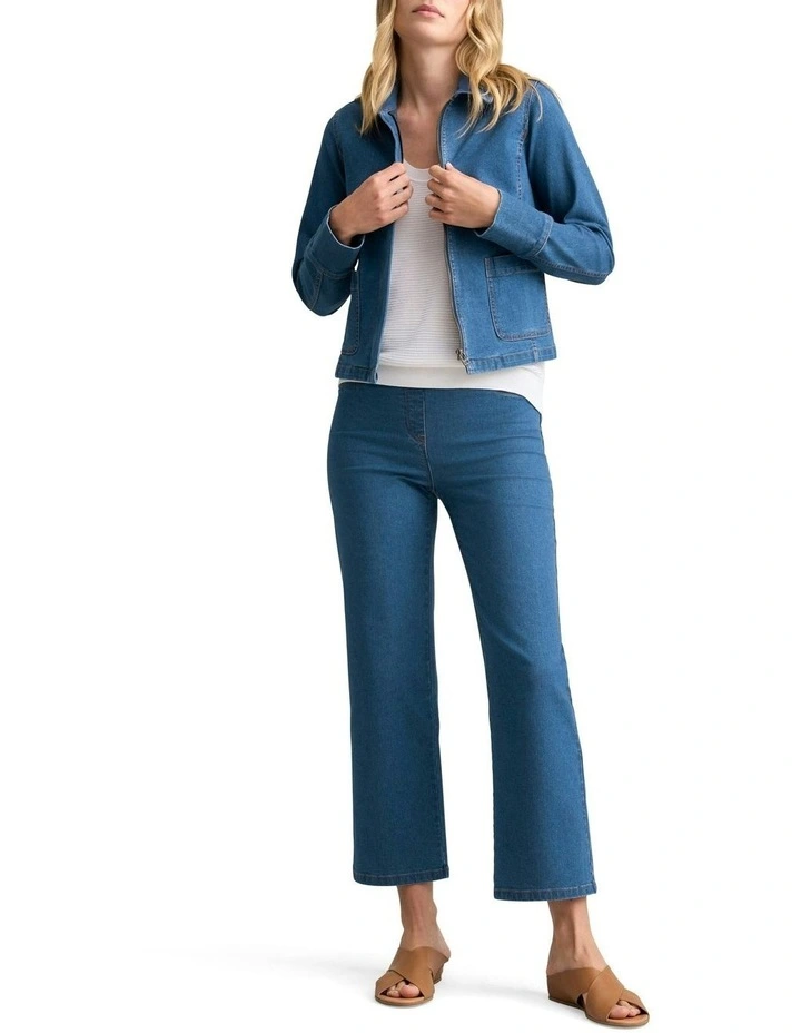 Cropped Denim Jacket in Dark Denim image 4