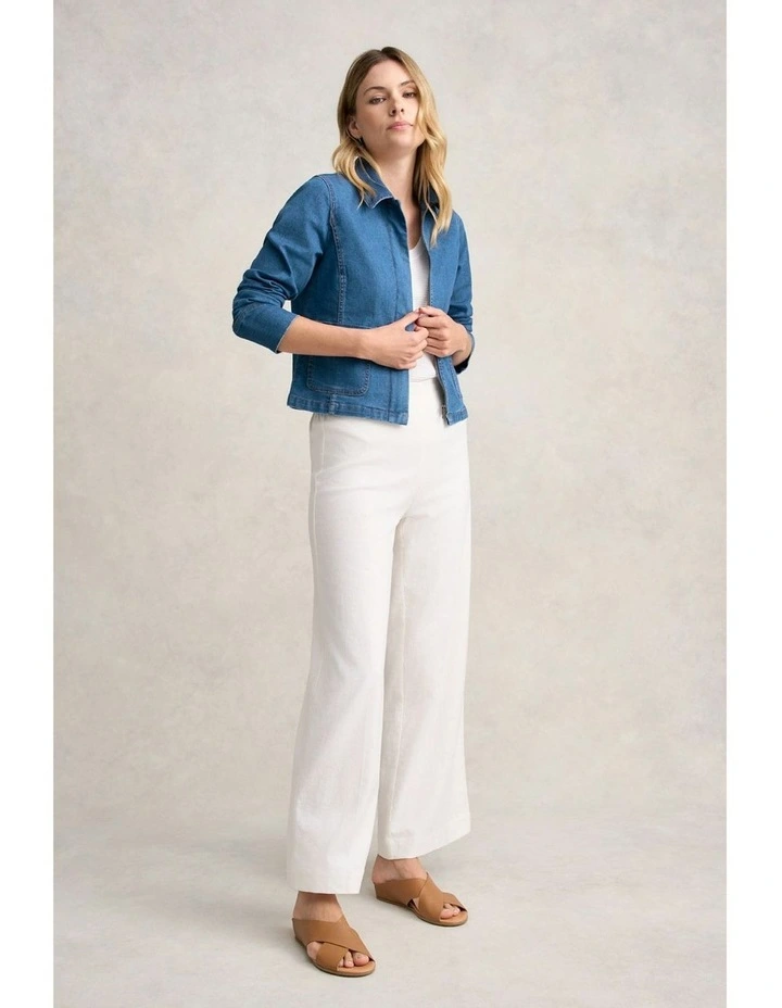 Cropped Denim Jacket in Dark Denim image 6