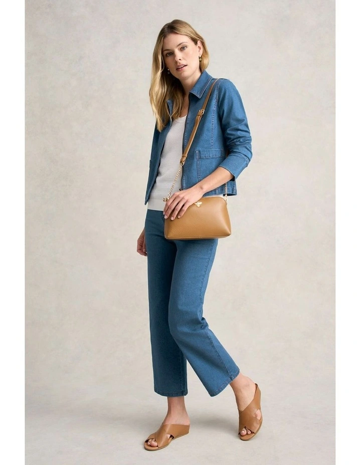 Cropped Denim Jacket in Dark Denim image 7