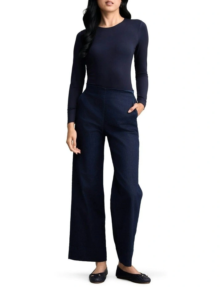 Wide Leg Tailored Jeans in Dark Denim image 1