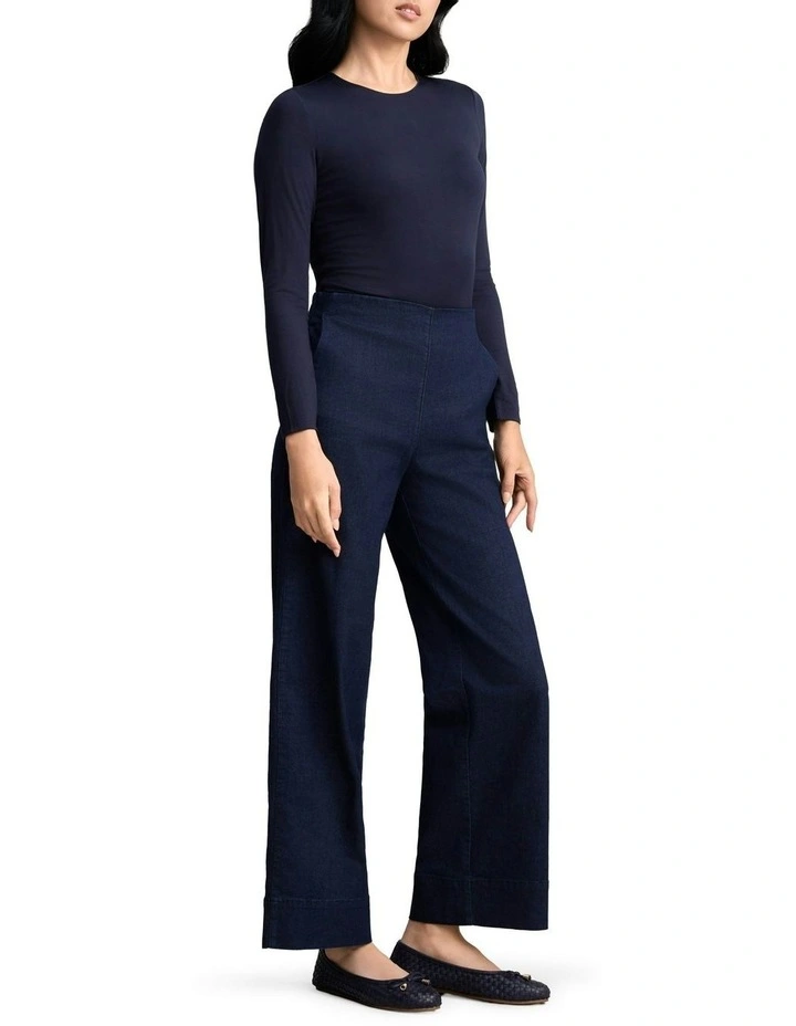 Wide Leg Tailored Jeans in Dark Denim image 2