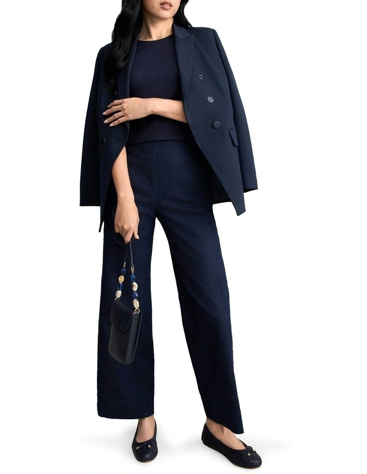 Wide Leg Tailored Jeans in Dark Denim image 3