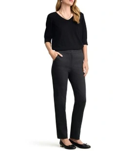 Tapered Ponte Pant in Greyscale Check