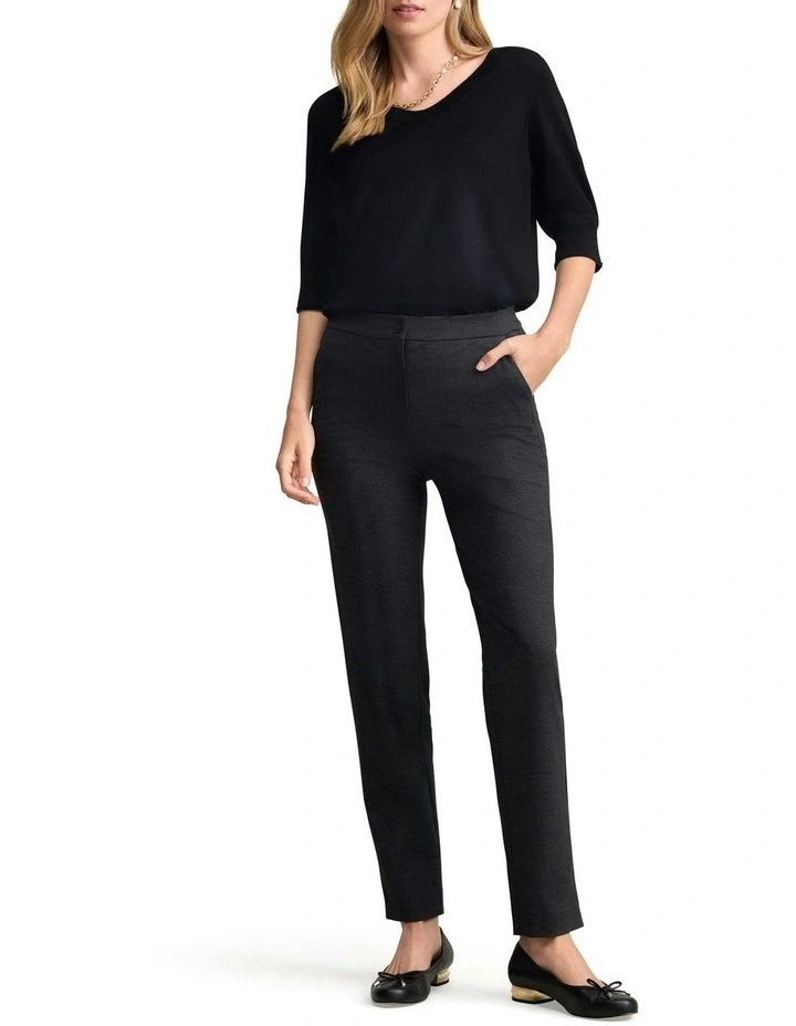 Tapered Ponte Pant in Greyscale Check image 4