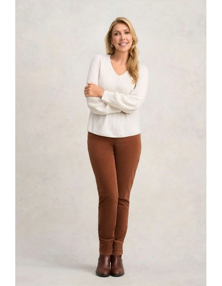 Cashmere Blouson Sleeve Jumper in Cream image 1