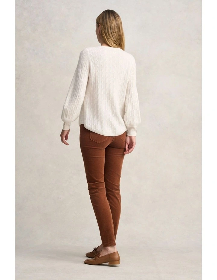 Cashmere Blouson Sleeve Jumper in Cream image 5