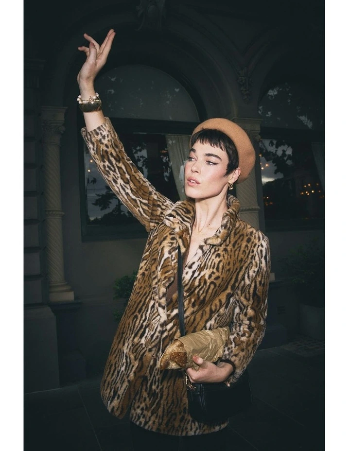 Faux Fur Coat in Brown image 2