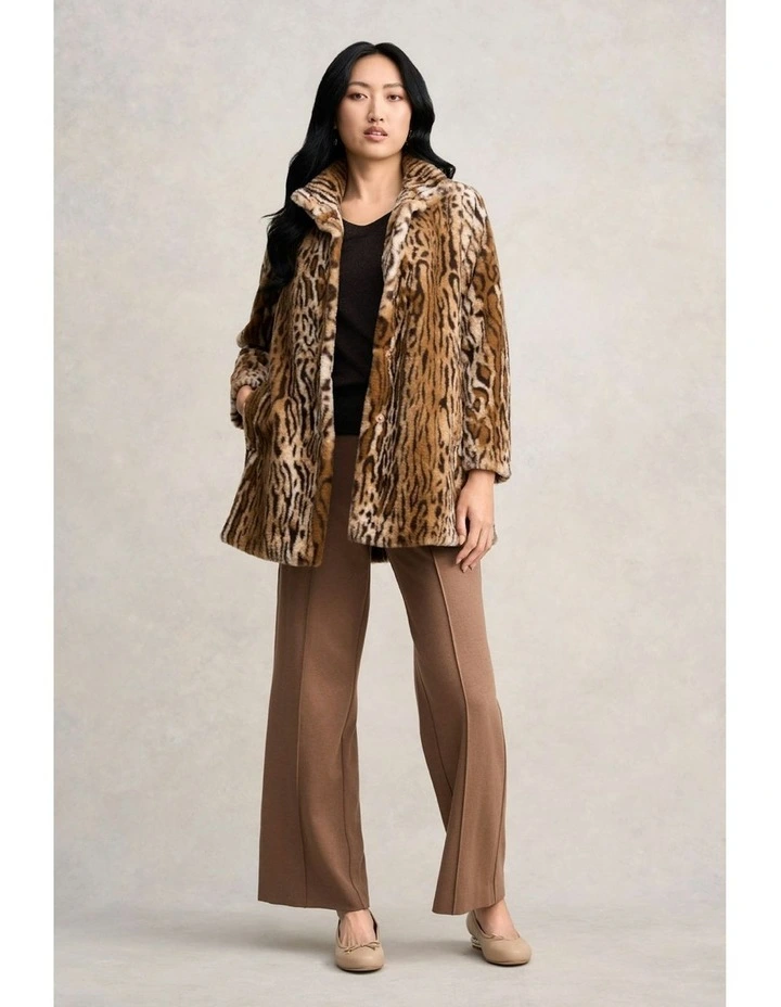 Faux Fur Coat in Brown image 4