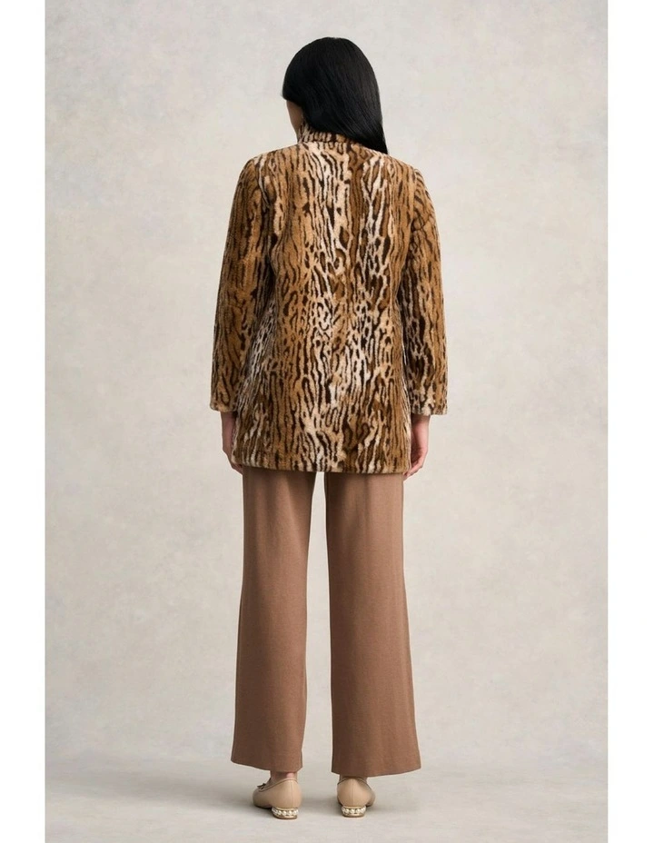 Faux Fur Coat in Brown image 7